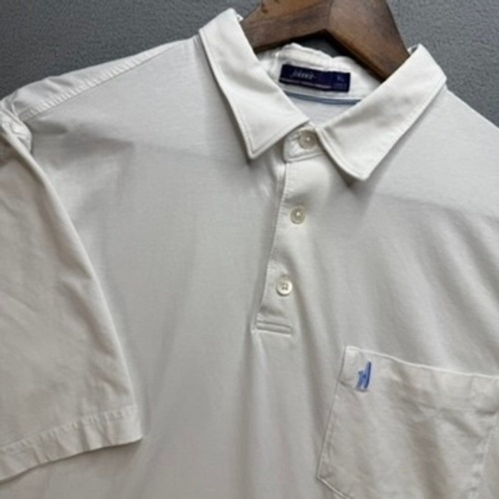 johnnie-O Polo Shirt Mens XL White Short Sleeve Pocket Prep Coastal Cotton Blend